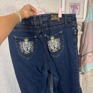y2k baby phat embroidered denim capris